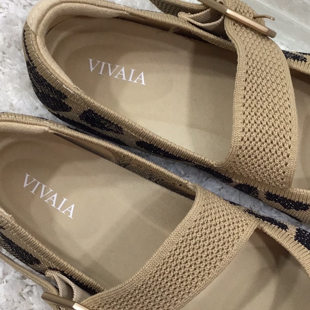 Vivaia metallic gold leopard Maria knit Mary Jane flats 36.5 - Picture 11 of 14